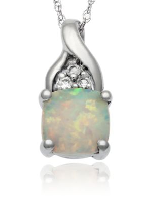 Belk & Co. 10k White Gold Opal and White Topaz Pendant  