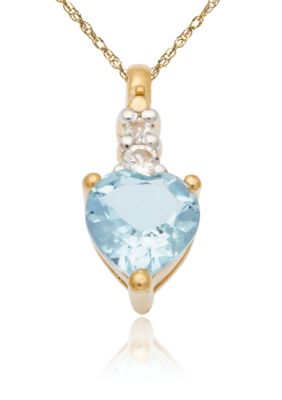 Belk & Co. 10k Yellow Gold Aquamarine and White Topaz Pendant <br>