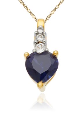 Belk & Co. 10k Yellow Gold Sapphire and White Topaz Pendant