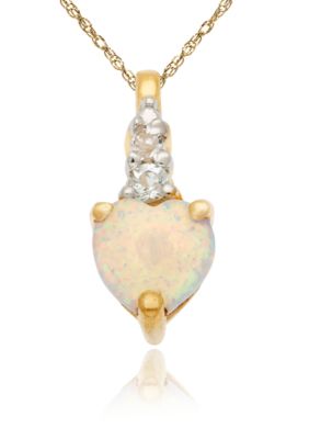 Belk & Co. 10k Yellow Gold Opal and White Topaz Pendant  