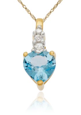 Belk & Co. 10k Yellow Gold Blue Topaz and White Topaz Pendant  