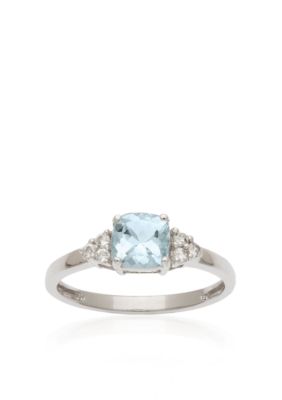 Belk & Co. 10k White Gold Aquamarine and White Topaz Ring   