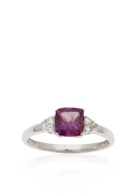 Belk & Co. 10k White Gold Amethyst and White Topaz Ring