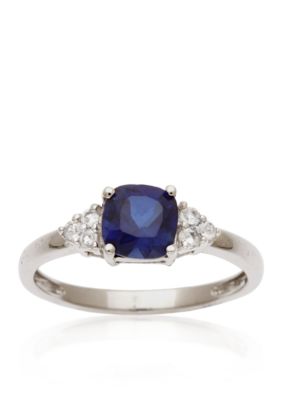 Belk & Co. 10k White Gold Sapphire and White Topaz Ring  