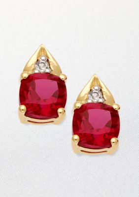 Belk & Co. 10k Yellow Gold Ruby and White Topaz Earrings