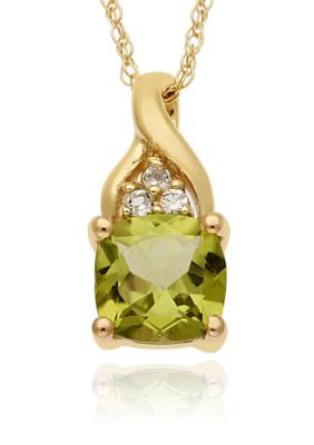 Belk & Co. 10k Yellow Gold Peridot and White Topaz Pendant  