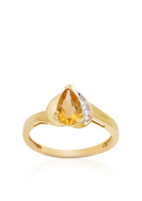 Belk & Co. 10k Yellow Gold Citrine and White Topaz Ring  