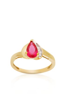 Belk & Co. 10k Yellow Gold Ruby and White Topaz Ring <br>