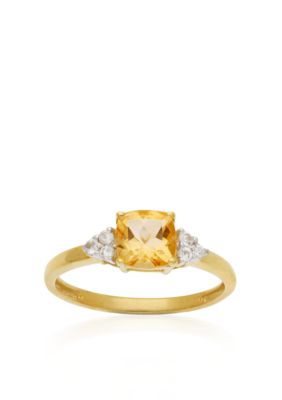 Belk & Co. Citrine and White Topaz 10k Yellow Gold Ring