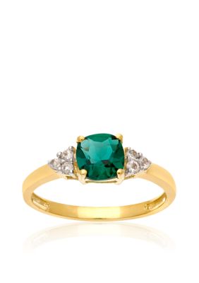 Belk & Co. 10k Yellow Gold Created Emerald and White Topaz Ring <br>