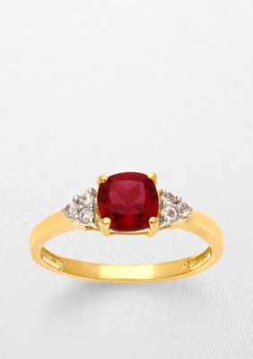 Belk & Co. 10k Yellow Gold Ruby and White Topaz Ring <br>