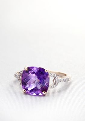 Belk & Co. 10k Yellow Gold Amethyst and Diamond Ring <br>