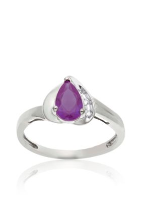 Belk & Co. 10k White Gold Genuine Amethyst and White Topaz Ring  