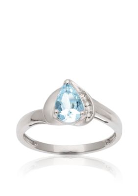 Belk & Co. 10k White Gold Aquamarine and White Topaz Ring   