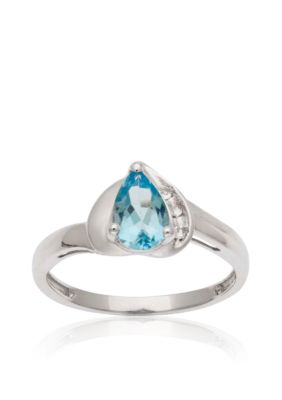 Belk & Co. 10k White Gold Blue and White Topaz Ring  