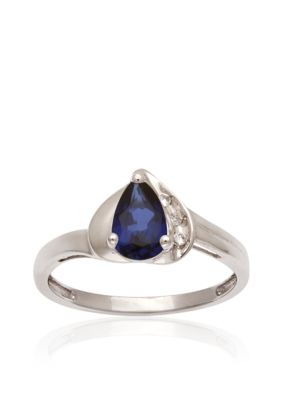 Belk & Co. 10k White Gold Created Sapphire and White Topaz Ring  