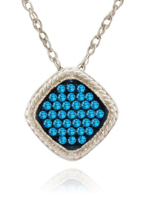 Belk & Co. Blue Square Diamond Pendant in Sterling Silver