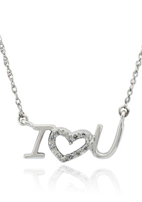 Belk & Co. Diamond 'I Love You' Pendant in Sterling Silver