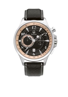 Bulova Adventurer Collection.  Men's Black leather Strap