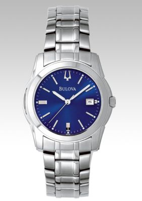 Bulova Men's Stainless Steel Round Blue Dial Watch