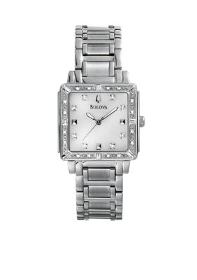 Bulova Diamonds - Highbridge Collection.  Ladies' White Tone Stainless Steel Bracelet.