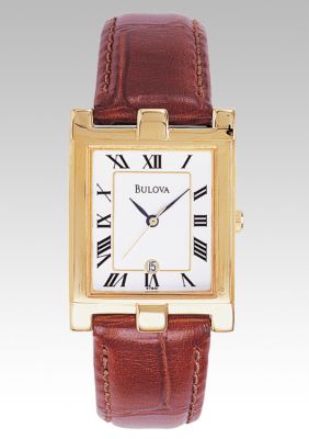 Bulova Men's Leather Strap Classic Watch