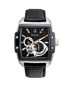 Bulova Men's Black Leather Strap