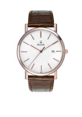 Bulova Men's Brown Leather Strap Watch