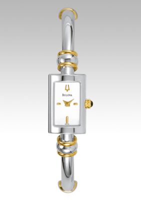 Bulova Ladies Two Tone Bangle Bracelet Watch