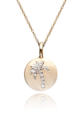 Belk & Co. Diamond Palm Tree Disc Pendant in 10k Gold