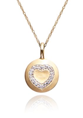 Belk & Co. Diamond Heart Disc Pendant in 10k Gold