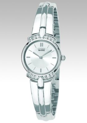 Citizen Ladies Eco Drive Stainless Steel Bangle Silver Dial and Swarovski Crystals