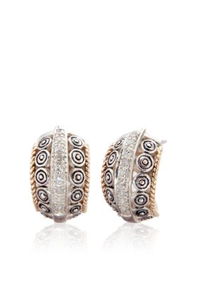 Belk & Co. Diamond Earrings in Sterling Silver with 14k Gold