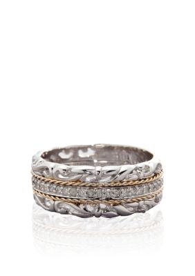 Belk & Co. Diamond Band in Sterling Silver with 14k Yellow Gold