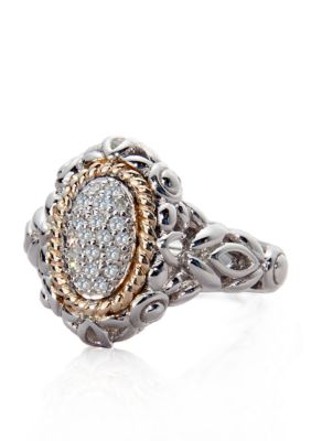Belk & Co. Diamond Oval Ring in Sterling Silver with 14k Gold