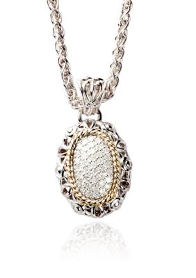 Belk & Co. 1/3 ct. t.w. Diamond Oval Pendant in Sterling Silver with 14k Gold