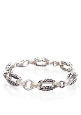 Belk & Co. Diamond Link Bracelet in Sterling Silver with 14k Yellow Gold
