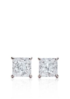 Belk & Co. 14k White Gold 1 ct. t.w. Princess Cut Cubic Zirconia Earrings