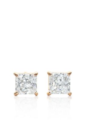 Belk & Co. 14k Yellow Gold 1.00 ct. t.w. Princess Cut Cubic Zirconia Earrings