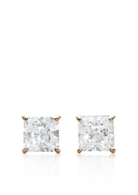 Belk & Co. 14k Yellow Gold 2.00 ct. t.w. Princess Cut Cubic Zirconia Earrings