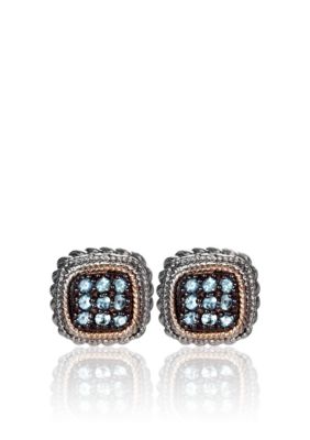 Belk & Co. Sterling Silver with 14k Gold Blue Topaz Earrings