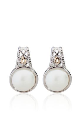 Belk & Co. Sterling Silver and 14k Pearl Earrings