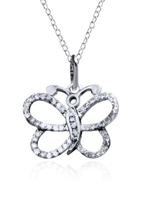 Belk & Co. Diamond Butterfly Pendant in Sterling Silver