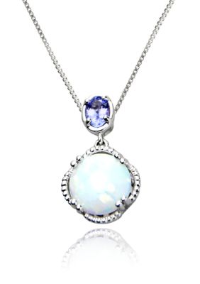 Belk & Co. Sterling Silver Created Opal and Tanzanite Pendant