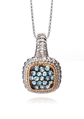 Belk & Co. Sterling Silver with 14k Gold Blue Topaz Pendant