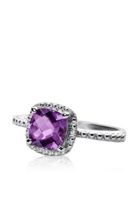 Belk & Co. Sterling Silver Amethyst and Diamond Ring