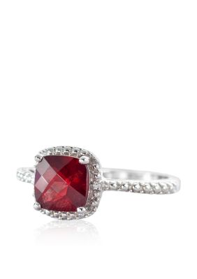 Belk & Co. Sterling Silver Garnet and Diamond Ring