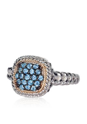 Belk & Co. Sterling Silver with 14k Gold Blue Topaz Ring