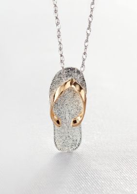 Belk & Co. Sterling Silver with 14k Gold Flip Flop Pendant