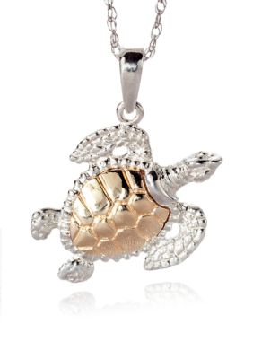 Belk & Co. Sterling Silver with 14k Gold Sea Turtle Pendant